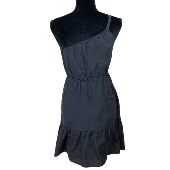 CLUB MONACO SILK BLACK ONE SHOULDER RUFFLED DRESS - Picture 7 of 9